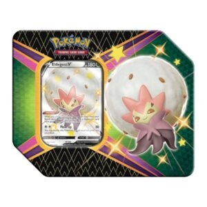 Lege Shining Fates tin van de Pokémon TCG met Eldegoss V-kaart en Eldegoss op de deksel