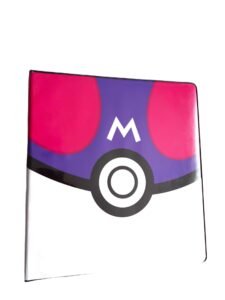 Verzamelmap in Master Ball-design met paarse voorkant, roze vlakken en een witte M