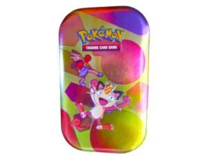 Lege mini tin met Meowth op het deksel, vooraanzicht