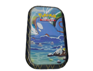 Lege mini tin met Kyogre in de zee op het deksel, met zwart-gouden rand