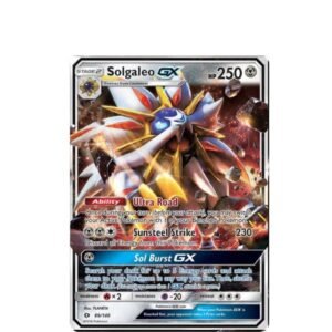 Pokémon-kaart Solgaleo GX 89/149 uit Sun & Moon, recht van voren gefotografeerd